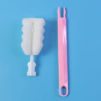 Soft silicone bristle bottle brush for safe cleaning of glass and plastic bottles