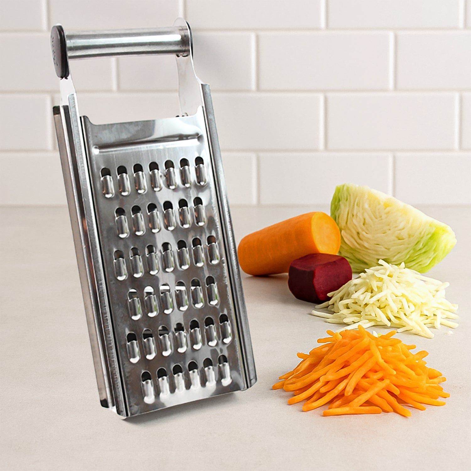 Apex stainless steel slicer showing dual blades for slicing and grating