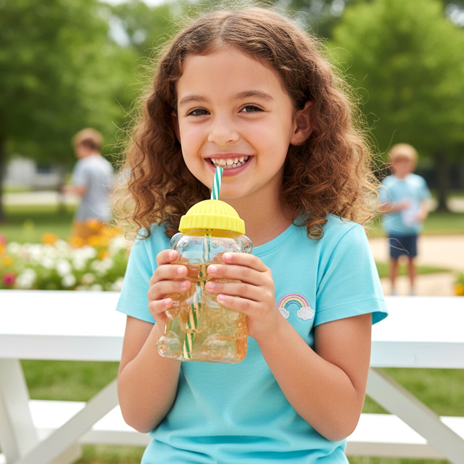 cute bear shaped drinking glass cup for kids