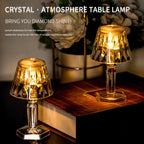 The elegant crystal table lamp creating a romantic ambiance.