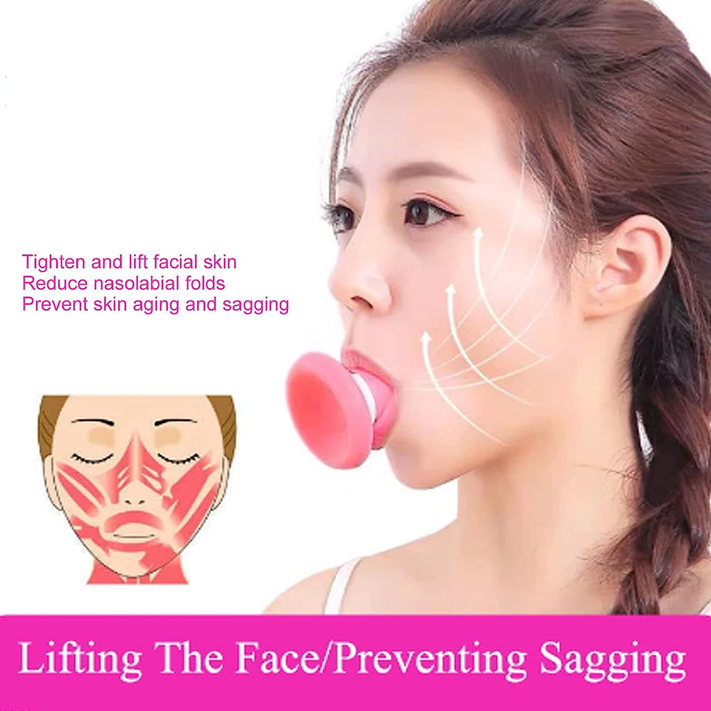 Silicone facial muscle trainer shown in its compact size for on-the-go use.