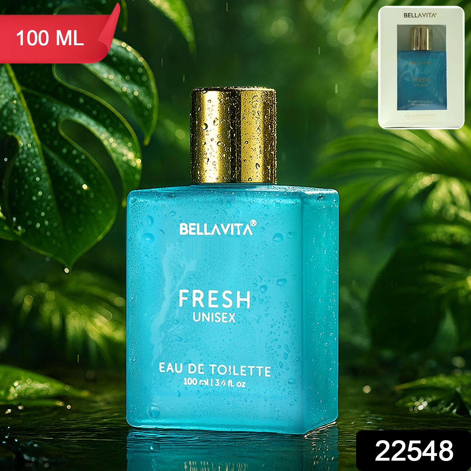 Perfume spray bottle with aqua-inspired scent suitable for men and women