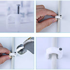 Plastic wire clip helping organize cables neatly on a surface