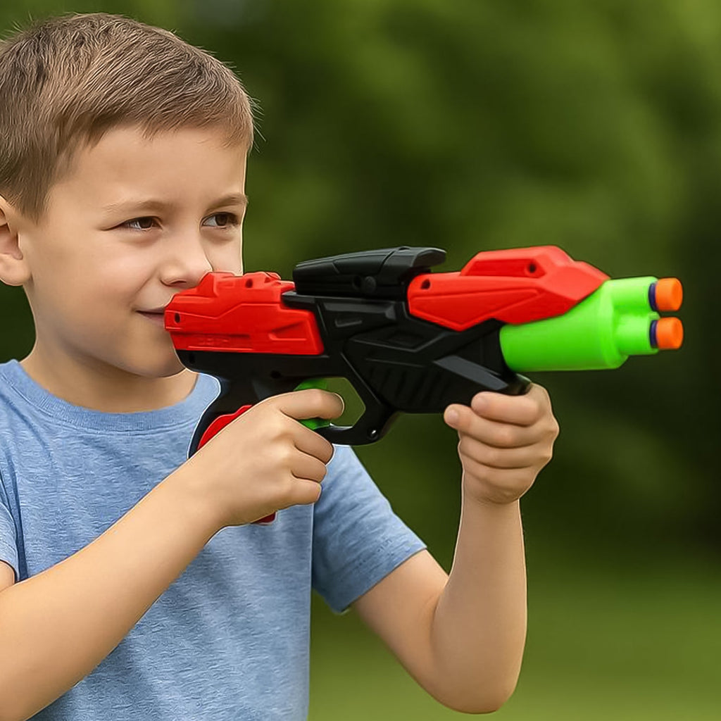 Comfort grip handle on soft bullet gun toy for kids target shooting
