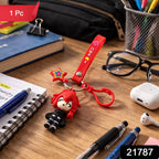 Decorative cartoon girl keychain attached to backpack