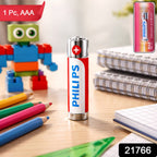 Close-up view of a AAA battery suitable for toys and remotes