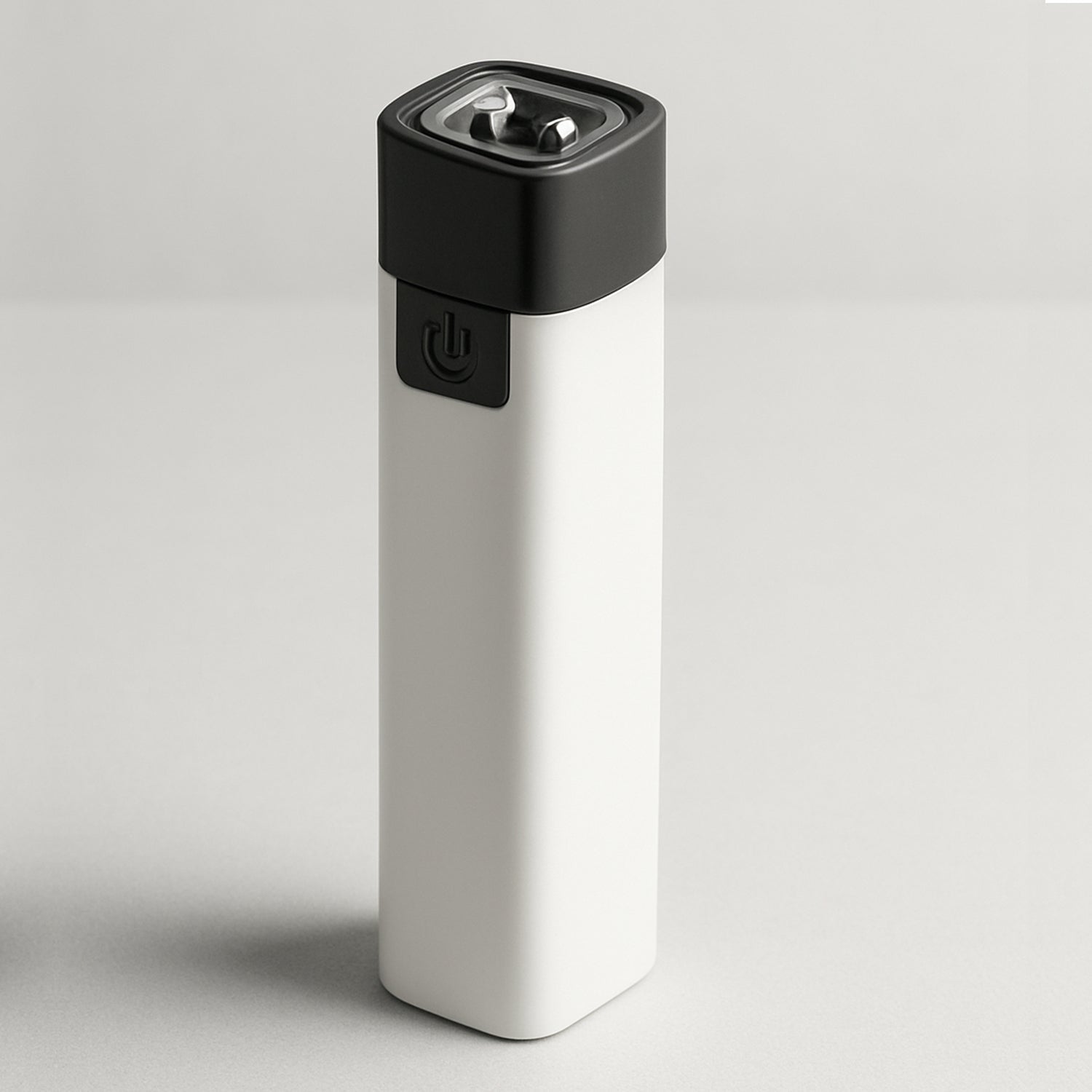 Side view of compact rechargeable LED flashlight with USB port
