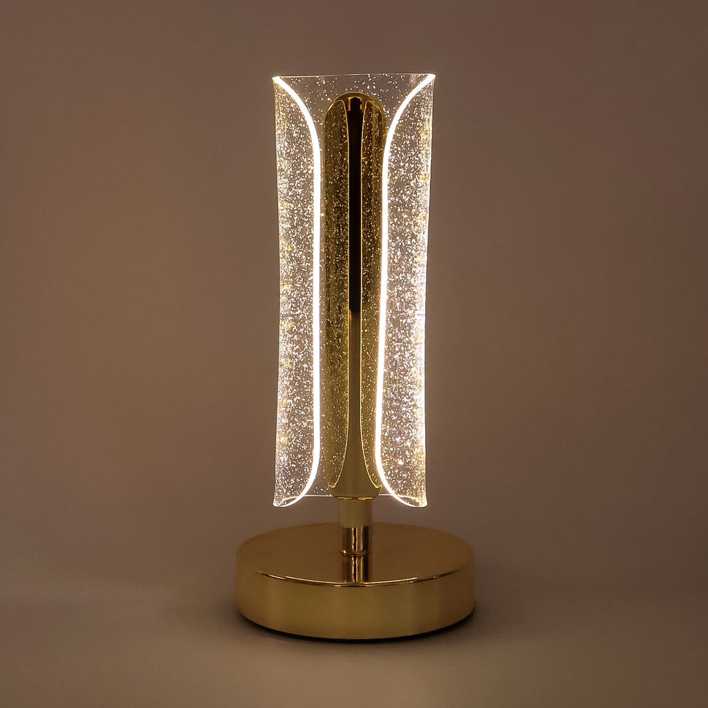 Elegant golden LED crystal table lamp for bedroom bedside use