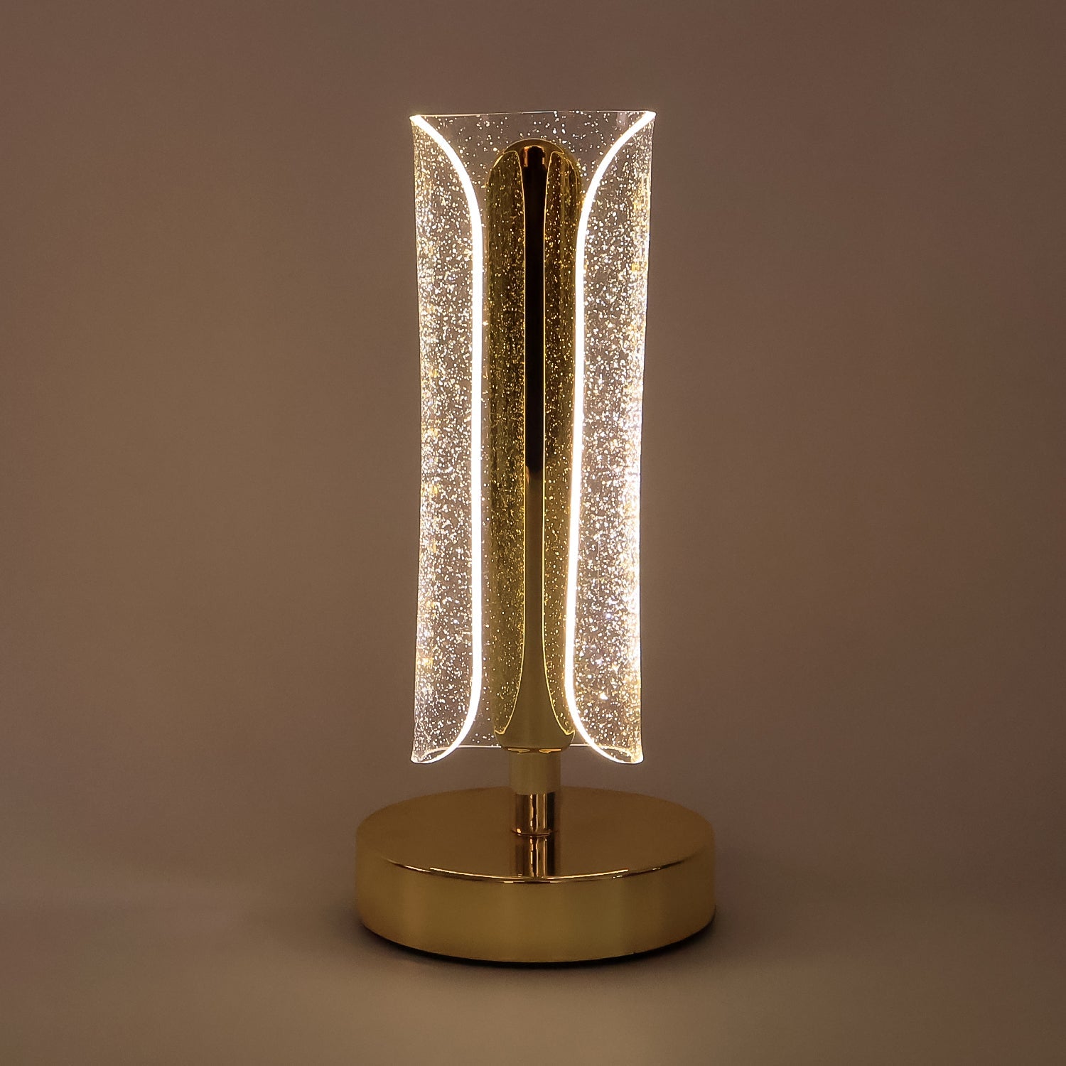 Elegant golden LED crystal table lamp for bedroom bedside use