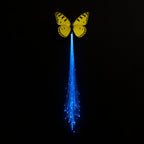 LED butterfly hair clip showing glowing fiber optic strands