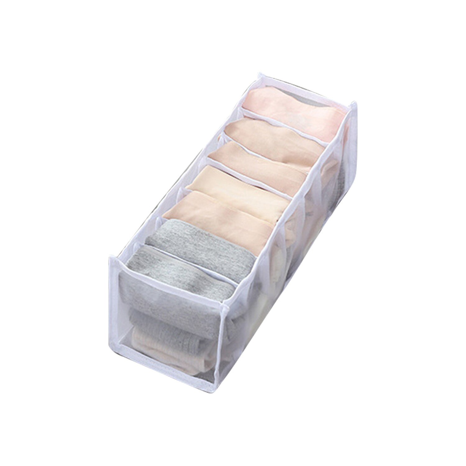 Side view of the lightweight laundry bag with multiple compartments for easy access.