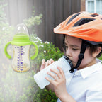 Feedora 300ml Plastic Baby Feeding Bottle bundled with a cleaning brush for easy maintenance.