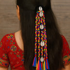 Multicolor braided hair band with elastic for ethnic and everyday wear