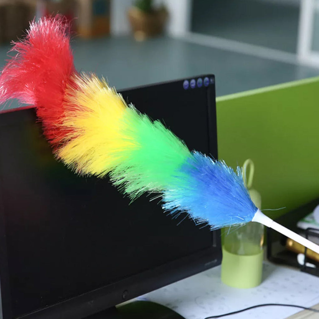 Colorful microfiber duster ready for effective home cleaning.