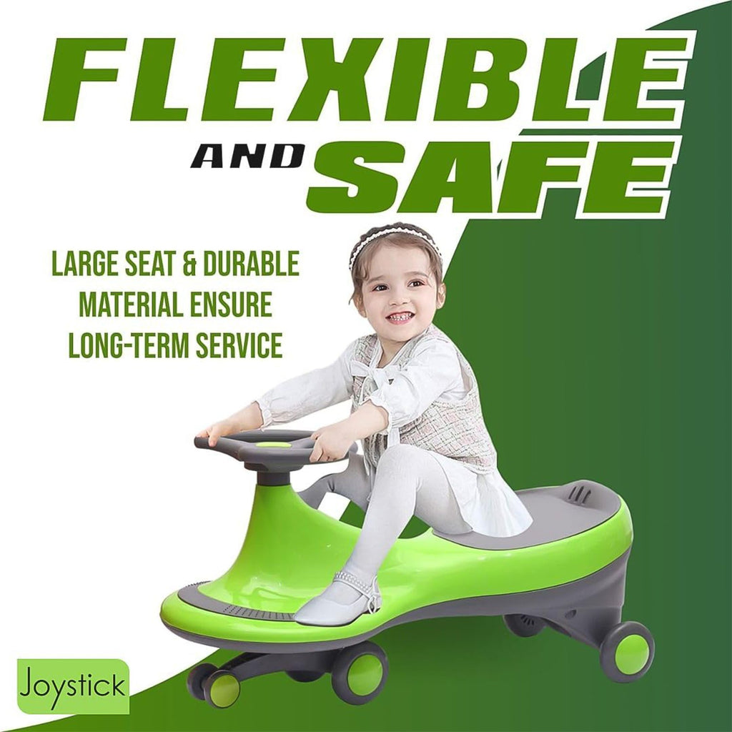 Front view of kids ride on toy car with scratch-free PU wheels