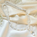 Premium crystal and pearl curtain accessory with twisted rope