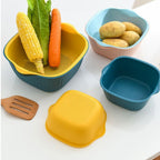 Set of two plastic washing bowls for efficient draining.