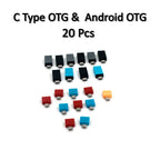 Assortment of Type C and Micro USB OTG adapters neatly stored inside the black zip pouch.