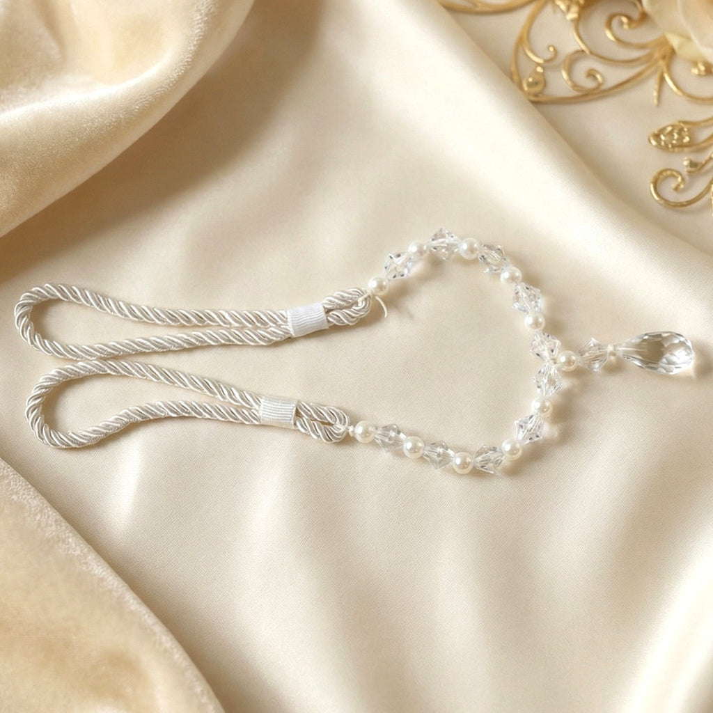 Elegant twisted rope crystal beaded drapery tieback
