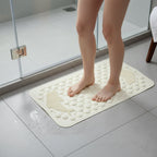 Close-up of textured surface of anti-slip bath mat for bathroom stability