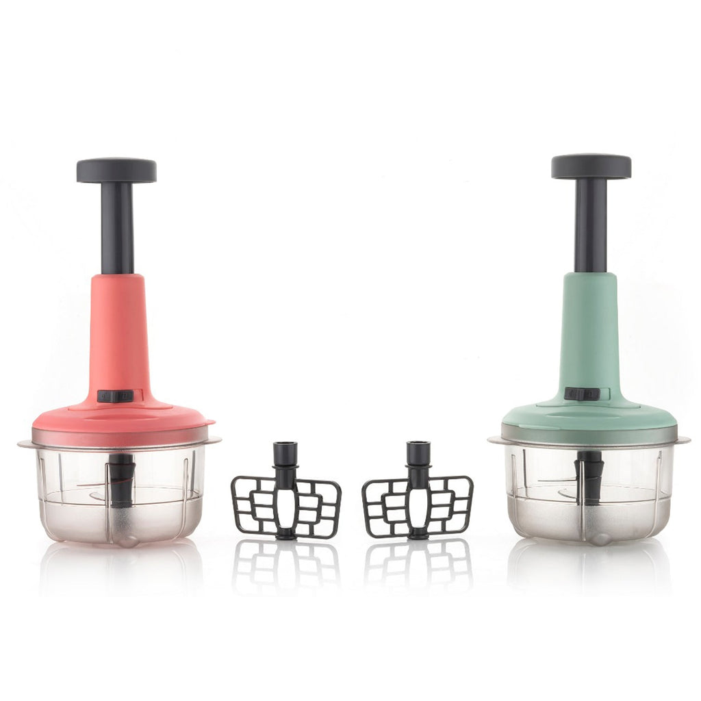 Ergonomic push chopper design for easy and fast food preparation in Indian kitchens.