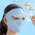 Close-up of the breathable mesh mask and wide brim visor on the UV Protection Cap.