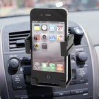 Car mobile holder securely mounted on a dashboard, displaying a smartphone for navigation.