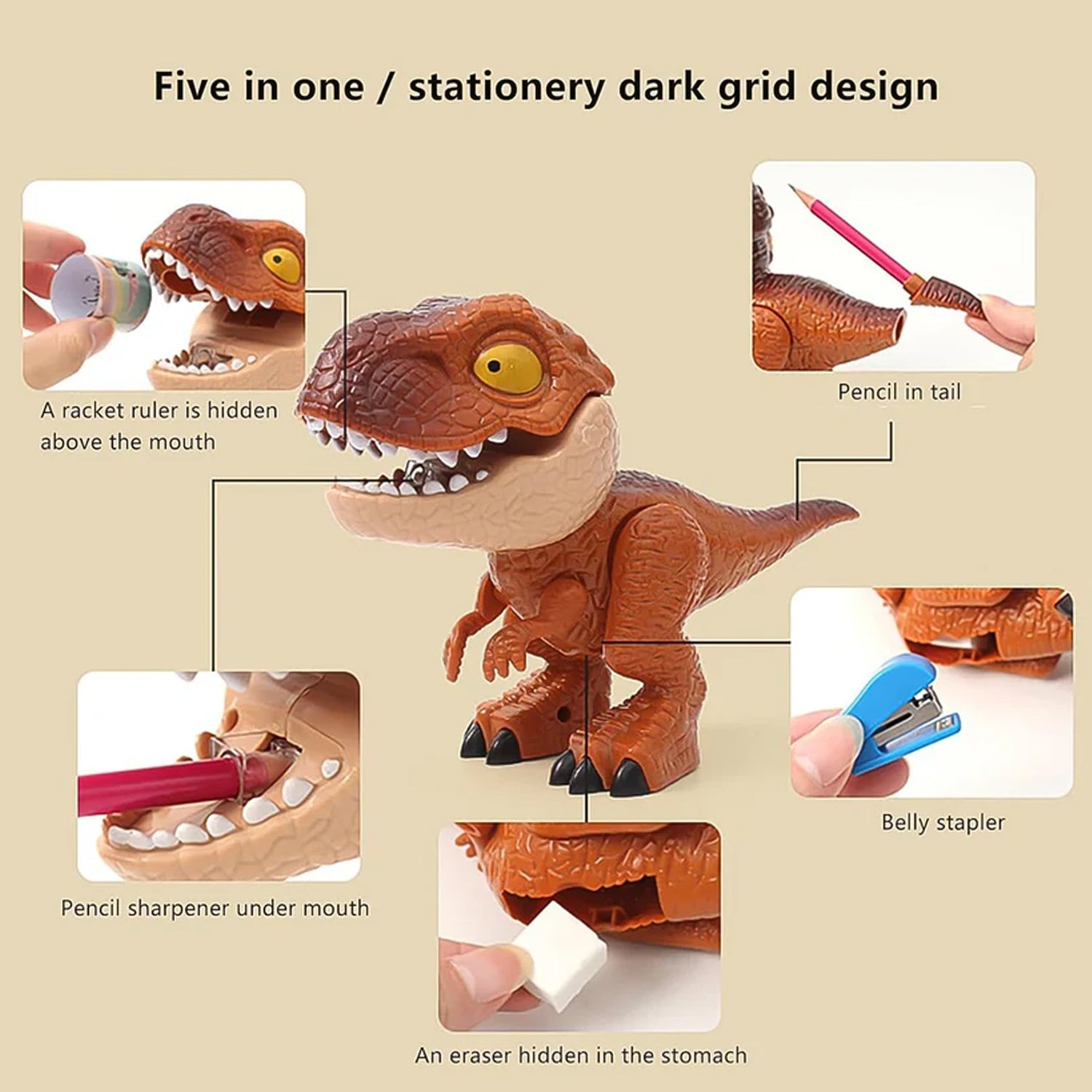 5-in-1 dinosaur stationery kid’s set with essential school supplies