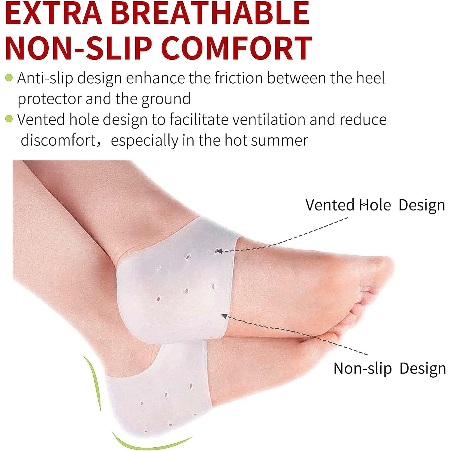 Close-up of kid silicone heel protector, soft gel cushioning