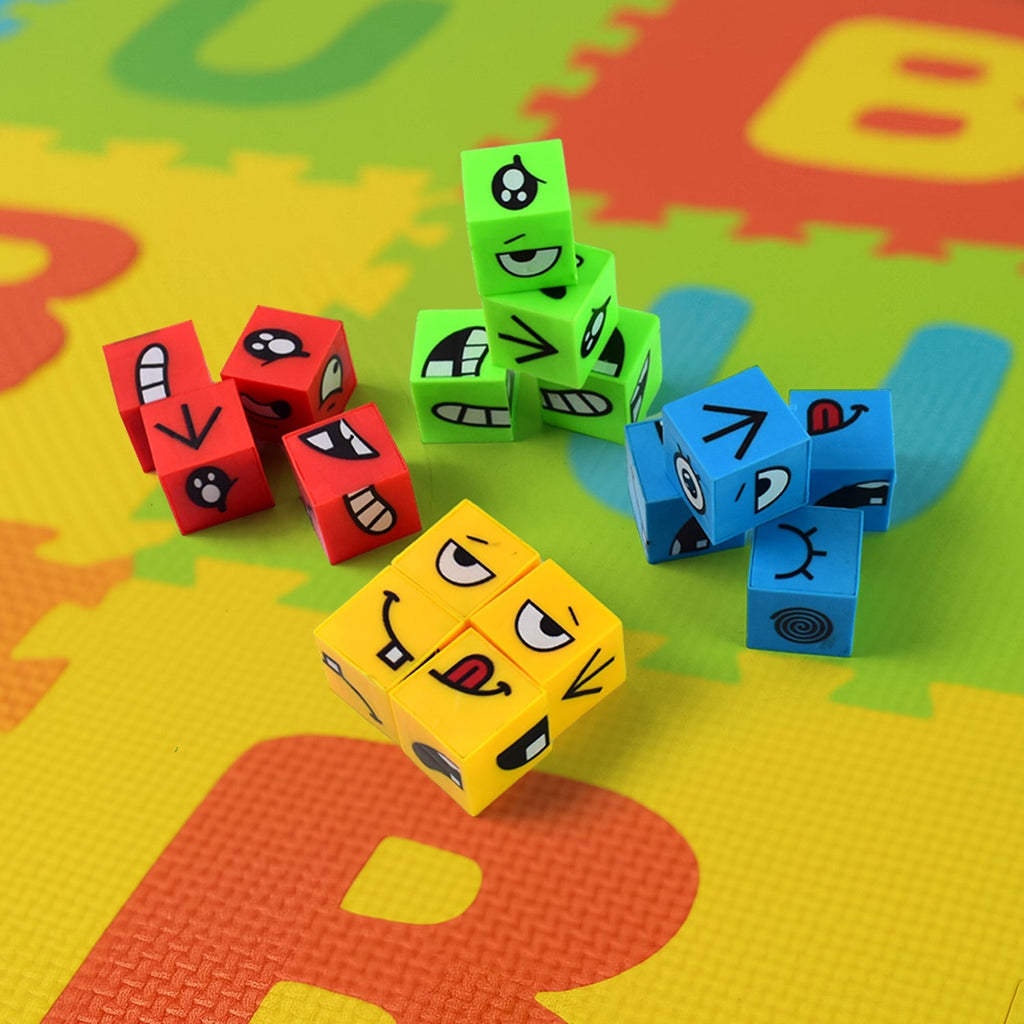 Colorful educational puzzle cubes for kids learning emotions