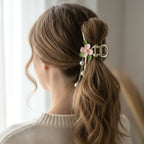 Stylish pearl chain hair accessory claw clip