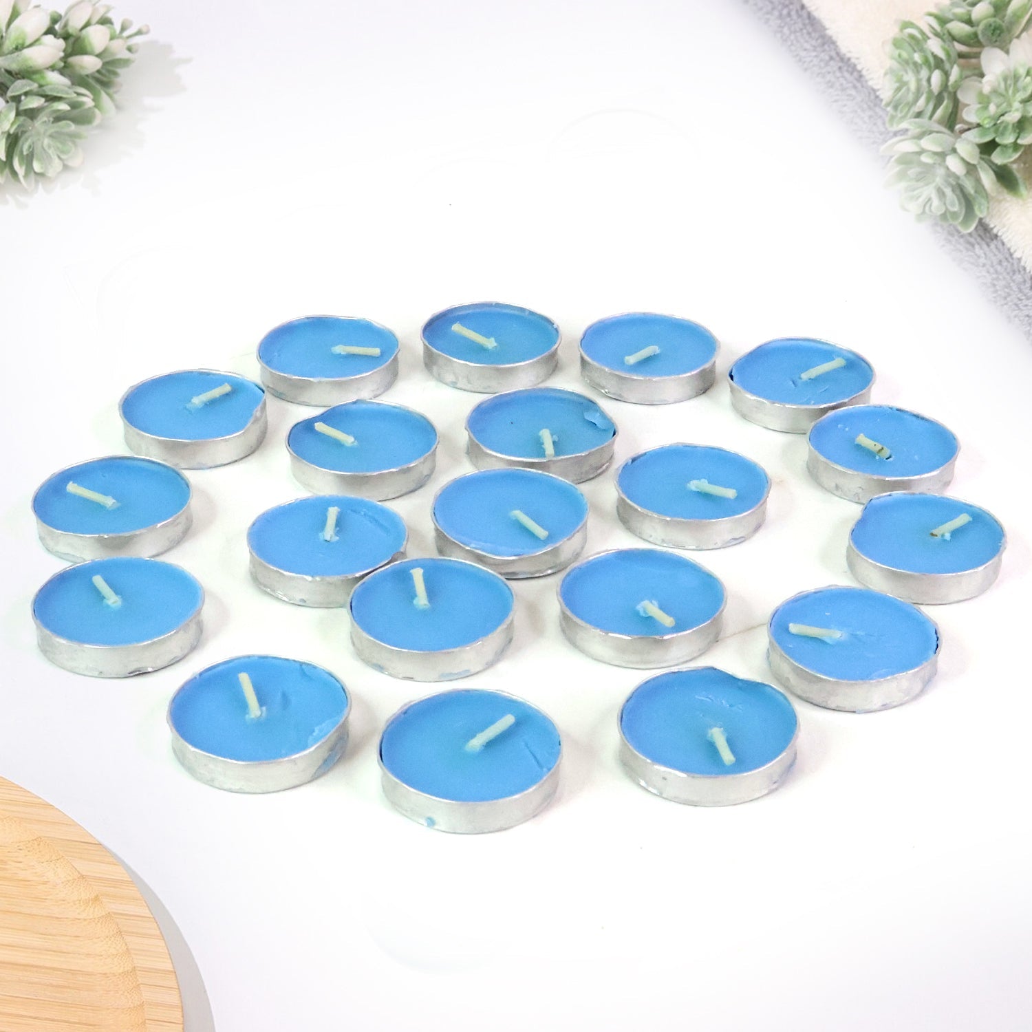 Tea light candles burning softly to enhance romantic dinners and gatherings