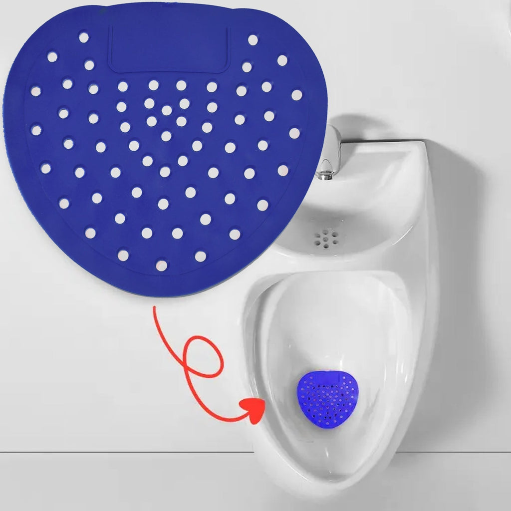 Five-piece urinal screen deodorizer set for public restrooms.