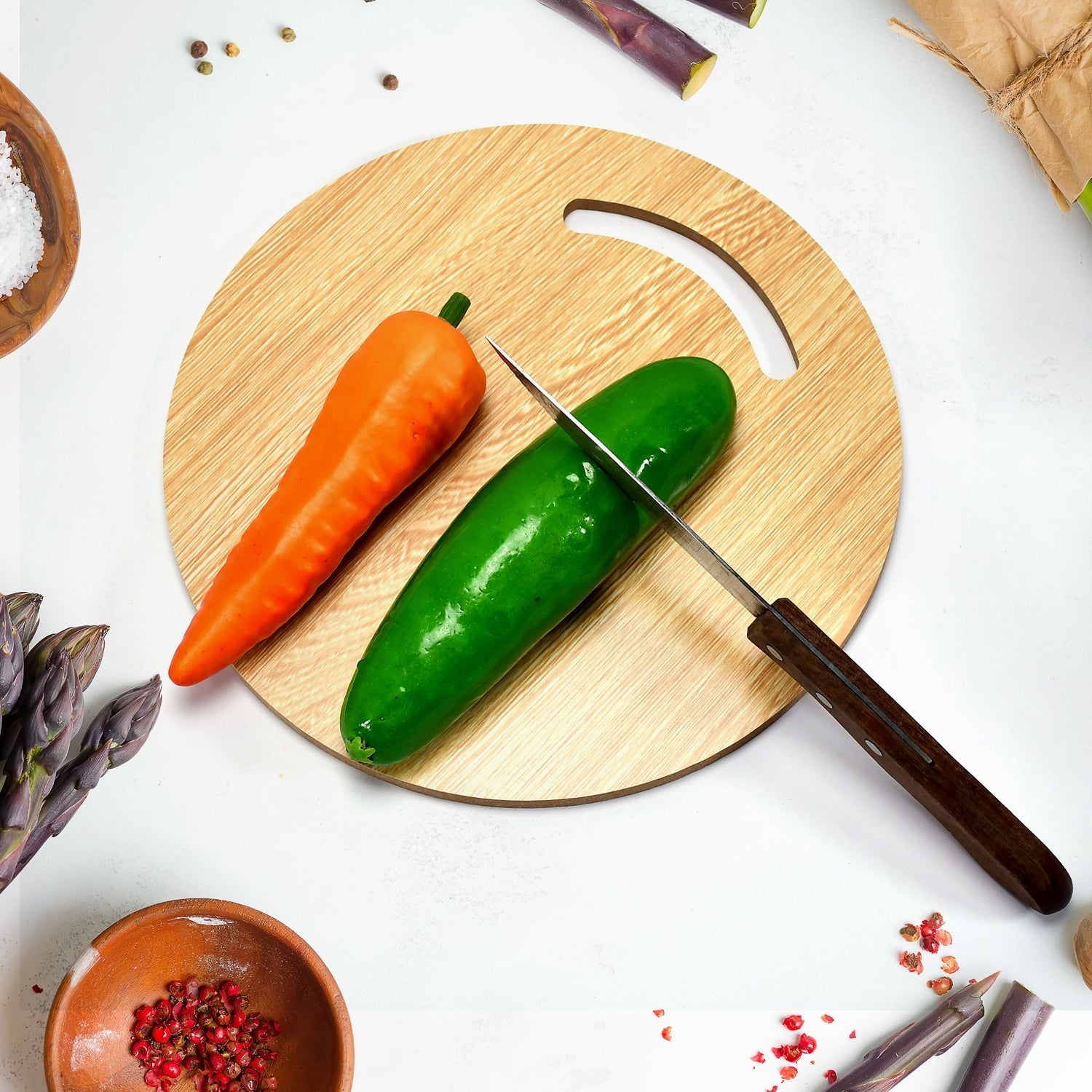 Wooden round bamboo chopping board for kitchen use