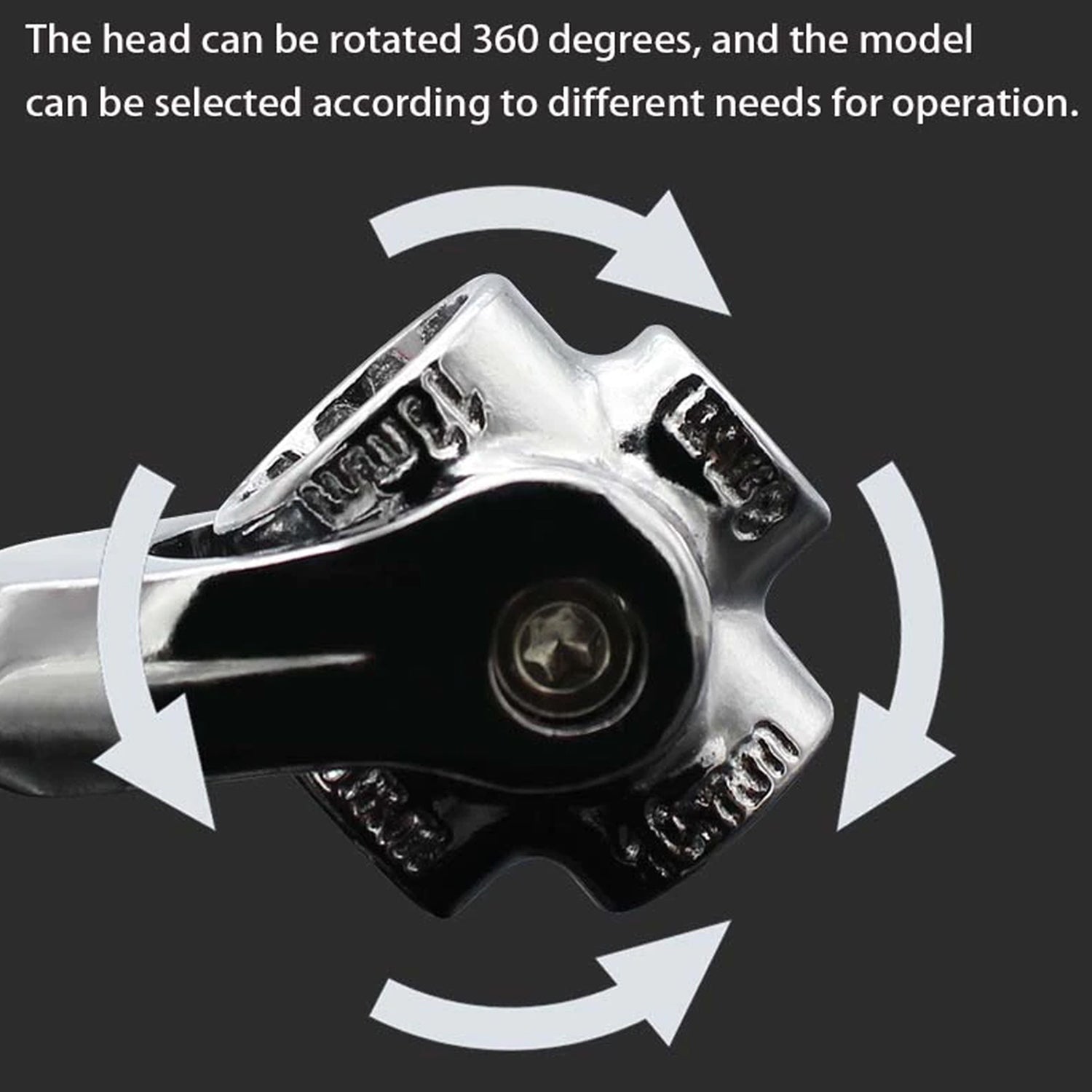 Universal socket wrench engaging a hex bolt, showcasing its adaptability for different fasteners.