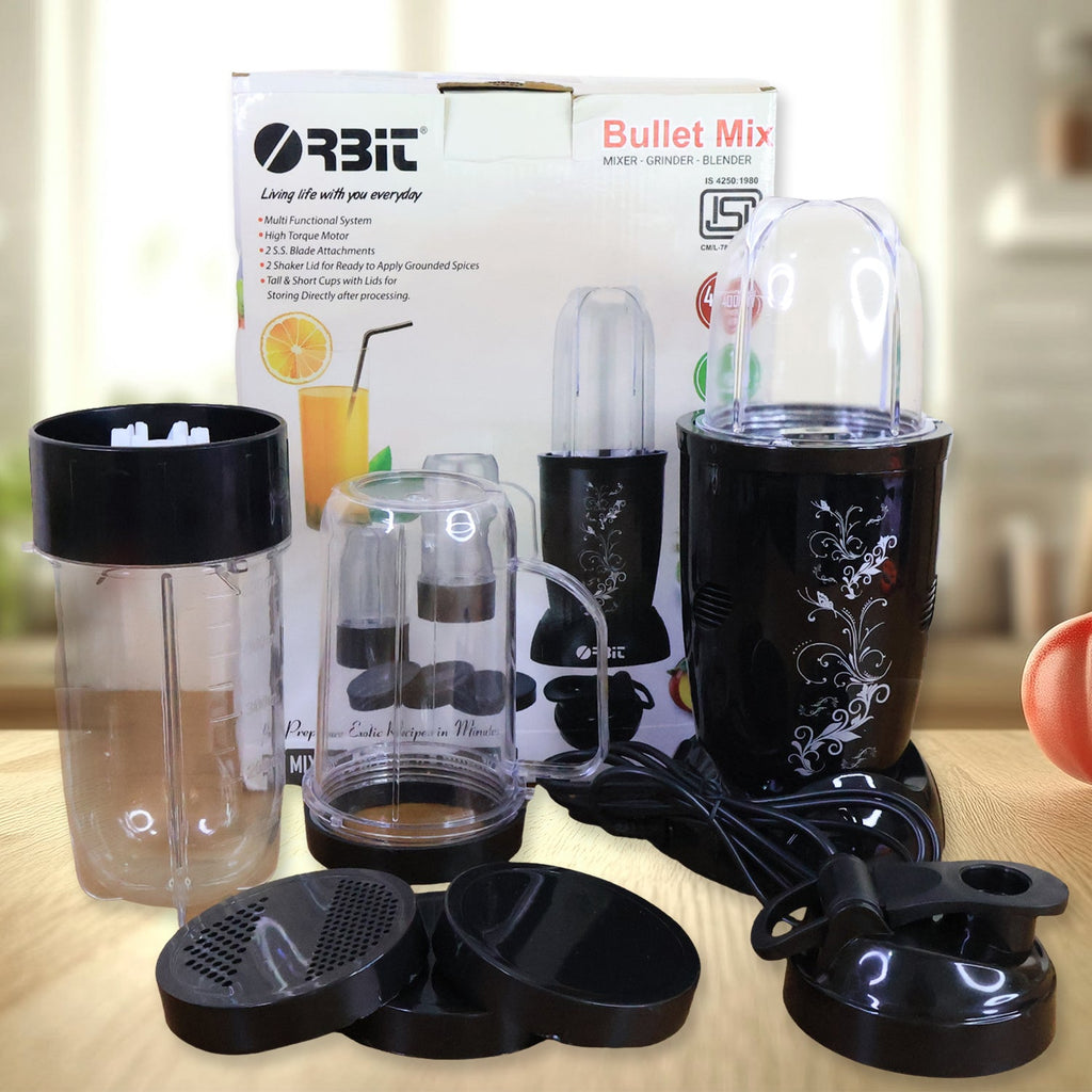 Orbit 400W bullet mixer grinder including jars and lids shown