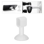 Silicone door stopper attached to metal door handle preventing wall damage