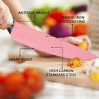 Ergonomic wheat straw handles providing a comfortable grip on the kitchen knives.