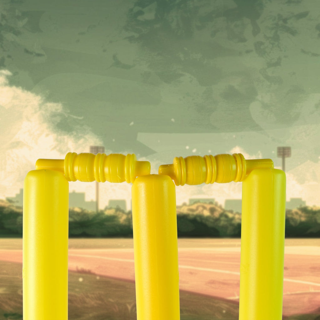 Lightweight, durable plastic cricket bat designed for easy handling by young children.