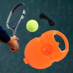 Components of the Tennis Rebound Trainer set including base, ball, and string.