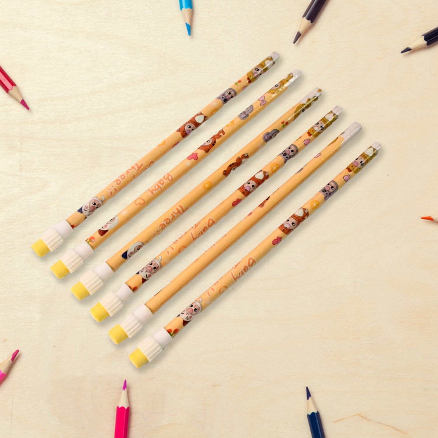 Close up of durable metal pencil box for kids stationery set