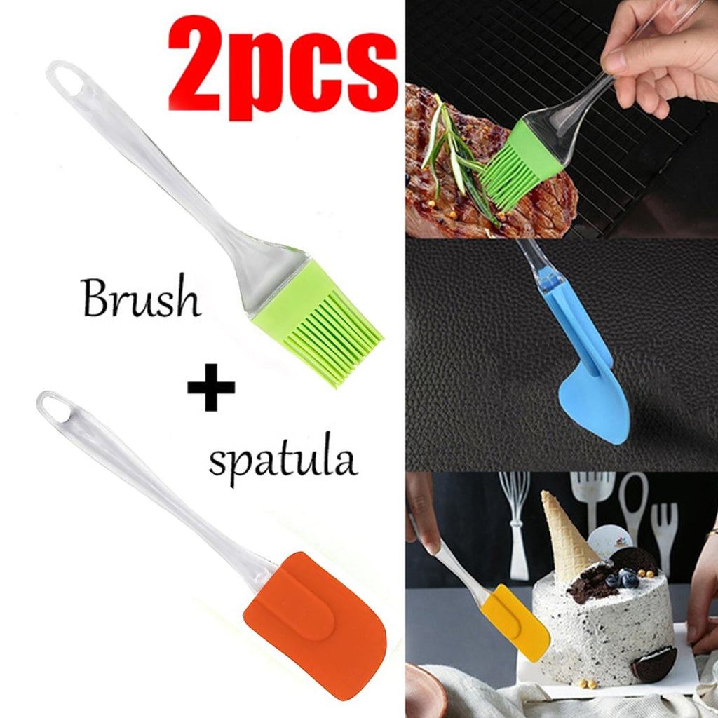 Ergonomic silicone brush and spatula set, perfect for all kitchen tasks.