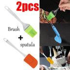 Ergonomic silicone brush and spatula set, perfect for all kitchen tasks.