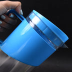 Clear BPA-free water jug with ergonomic handle and ice stopper lid