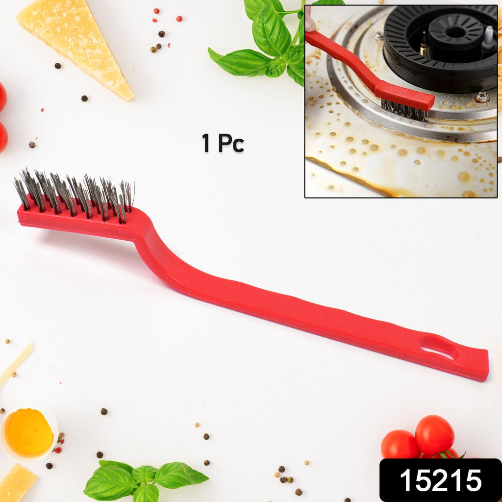 Close-up of the durable stainless steel bristles on the compact wire brush.