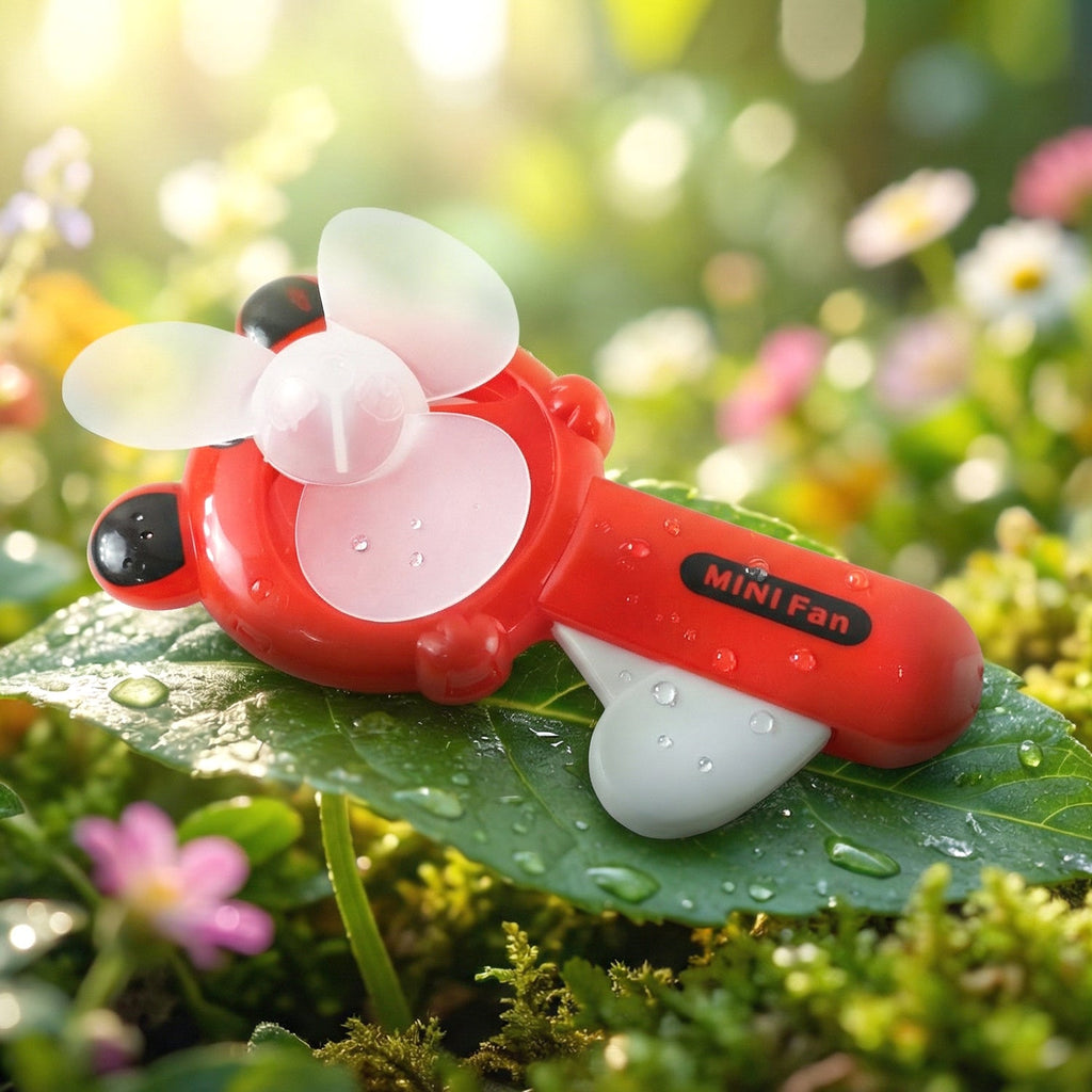 Colorful cartoon mini portable fan toy designed for kids manual cooling