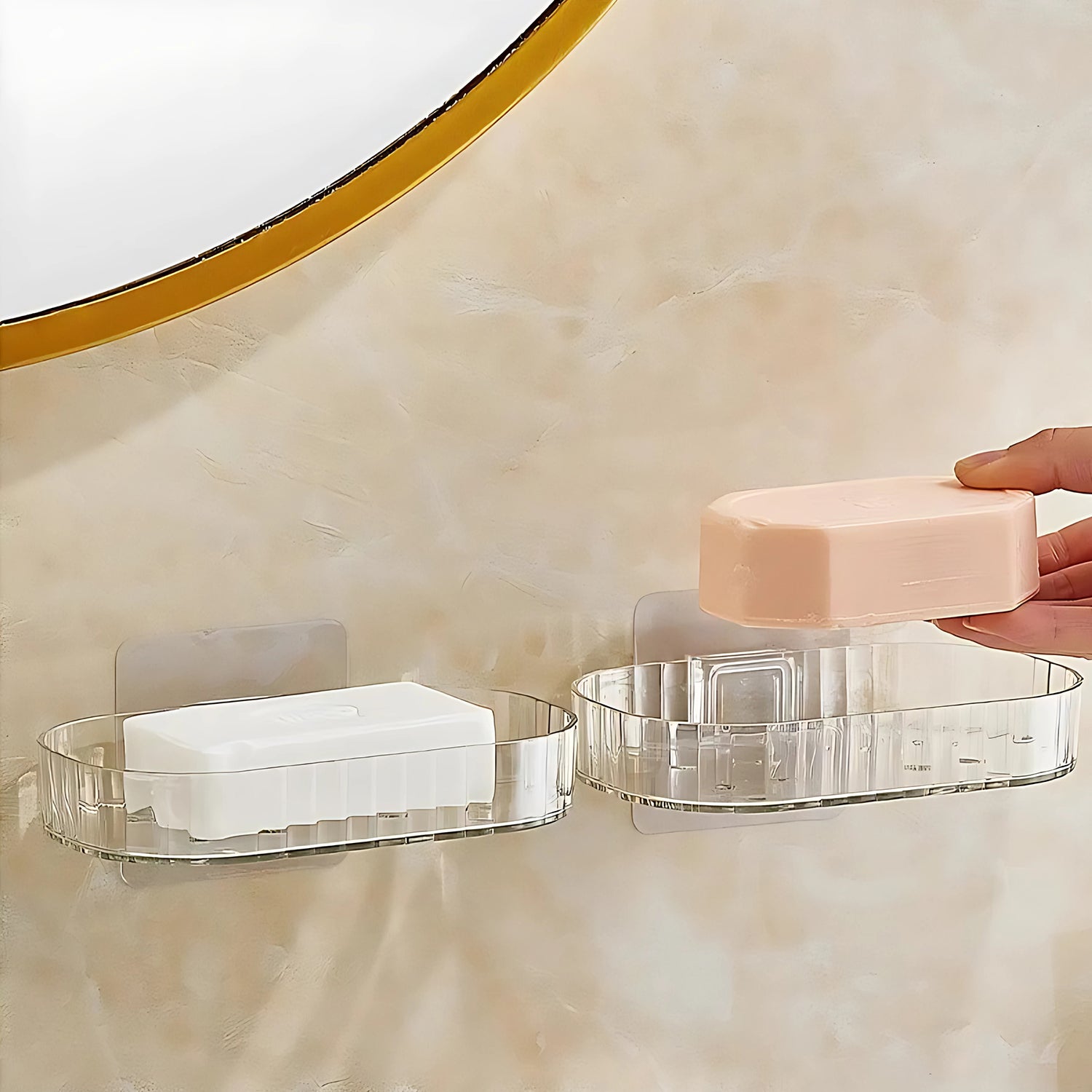 Soap dish holder pack of 2 with adhesive wall mount for bathroom