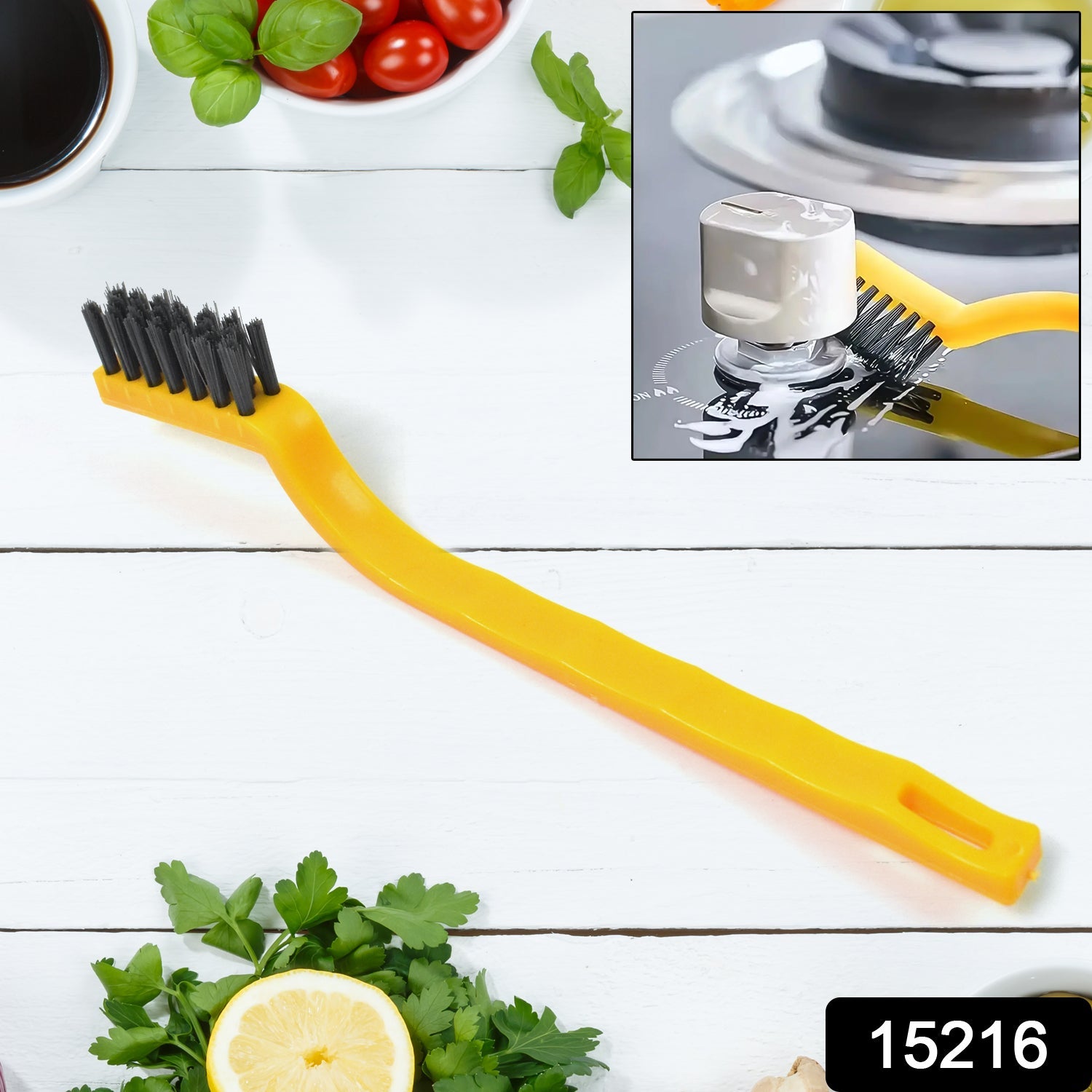 Compact Mini Nylon Cleaning Brush shown from an angle.
