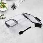 Transparent fresh food boxes twin set with sealed lock lids and spoon