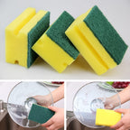 Front view of the Bathora 2-in-1 scrub sponge, showcasing its vibrant colors.